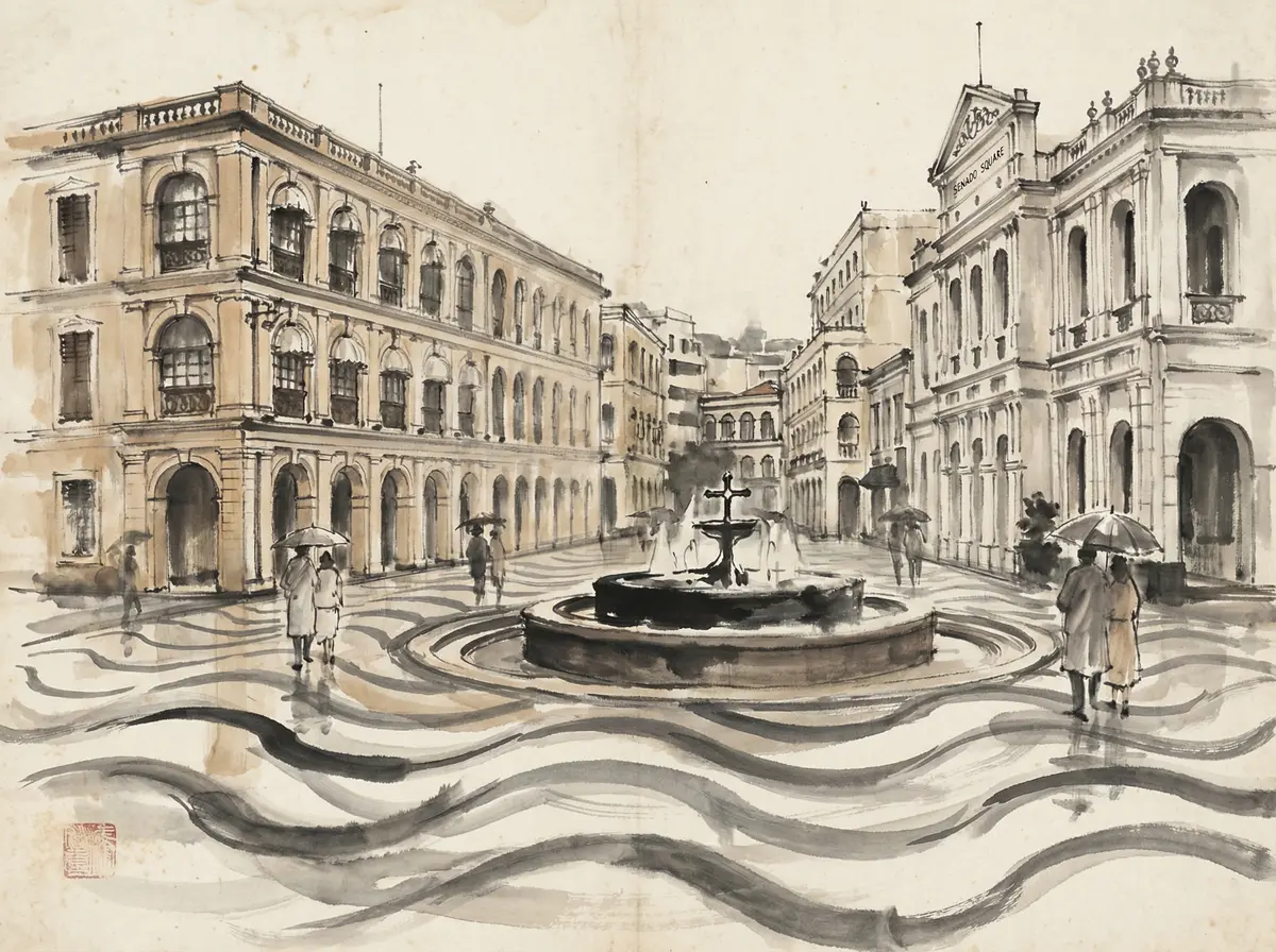 澳门娱乐城推荐澳门议事亭前地水墨画风格